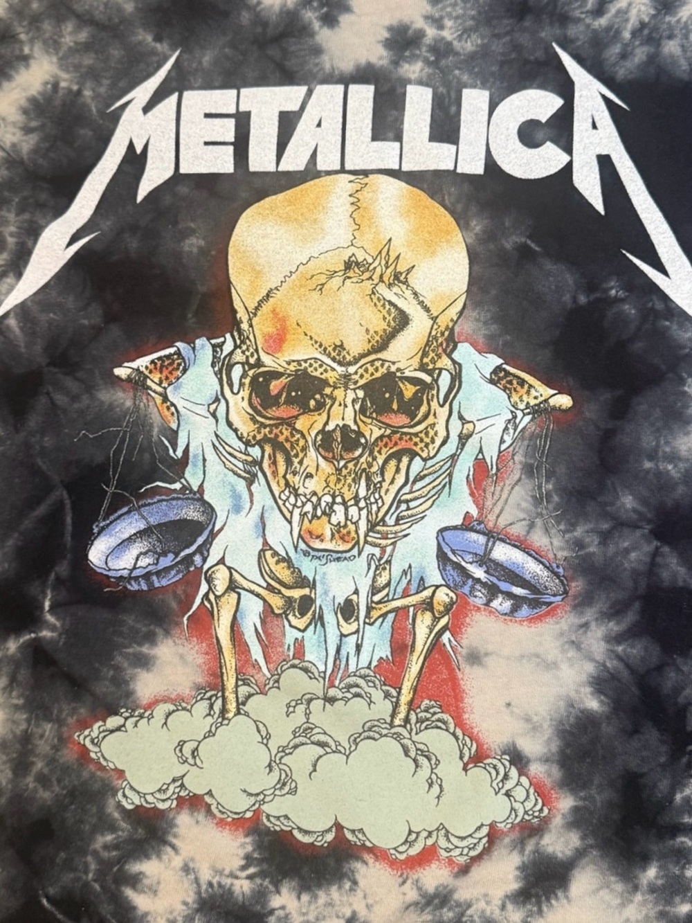Metallica Justice For All Pushead Skull Cloud Dye Acid Wash Small NWT Graphic